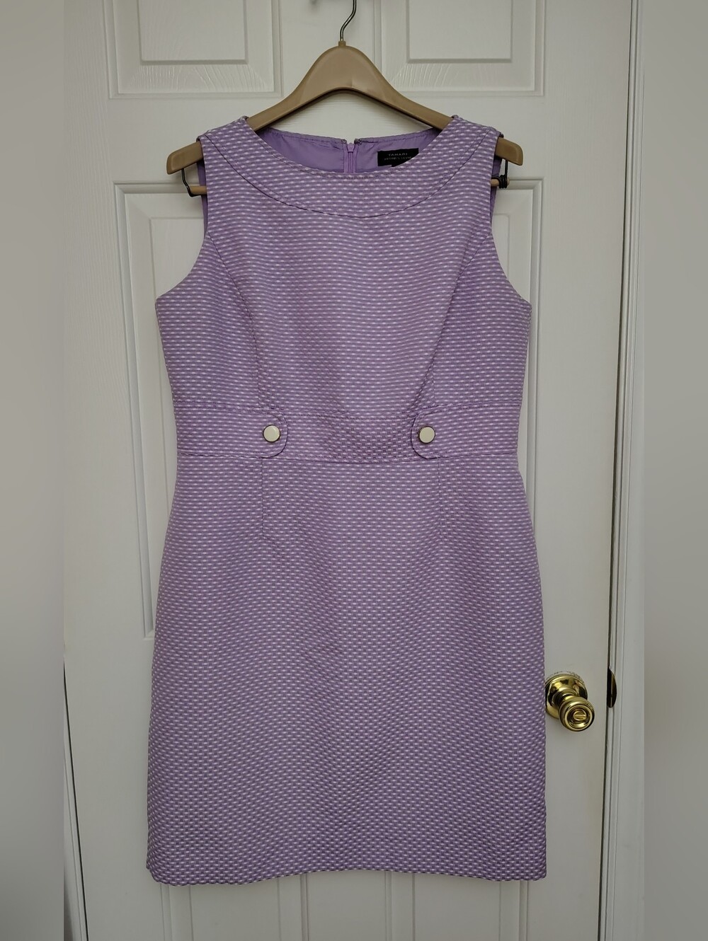 Tahari Lavender Textured Vintage Inspired Sleeveless Sheath Dress